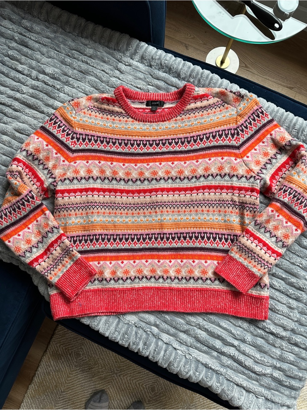 Vtg Y2K J. Crew Colorful crew neck Fair Isle Sweater - Picture 5 of 8